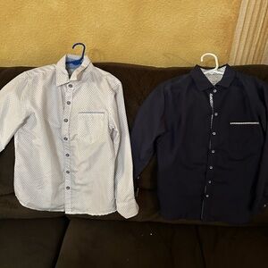 Set of Two Button-Up Shirts - White and Navy- Craft + Flow Big Boy 8-Small